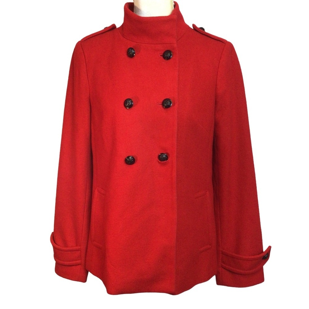 Banana Republic Red Wool Swing Coat Woman's Size Small
